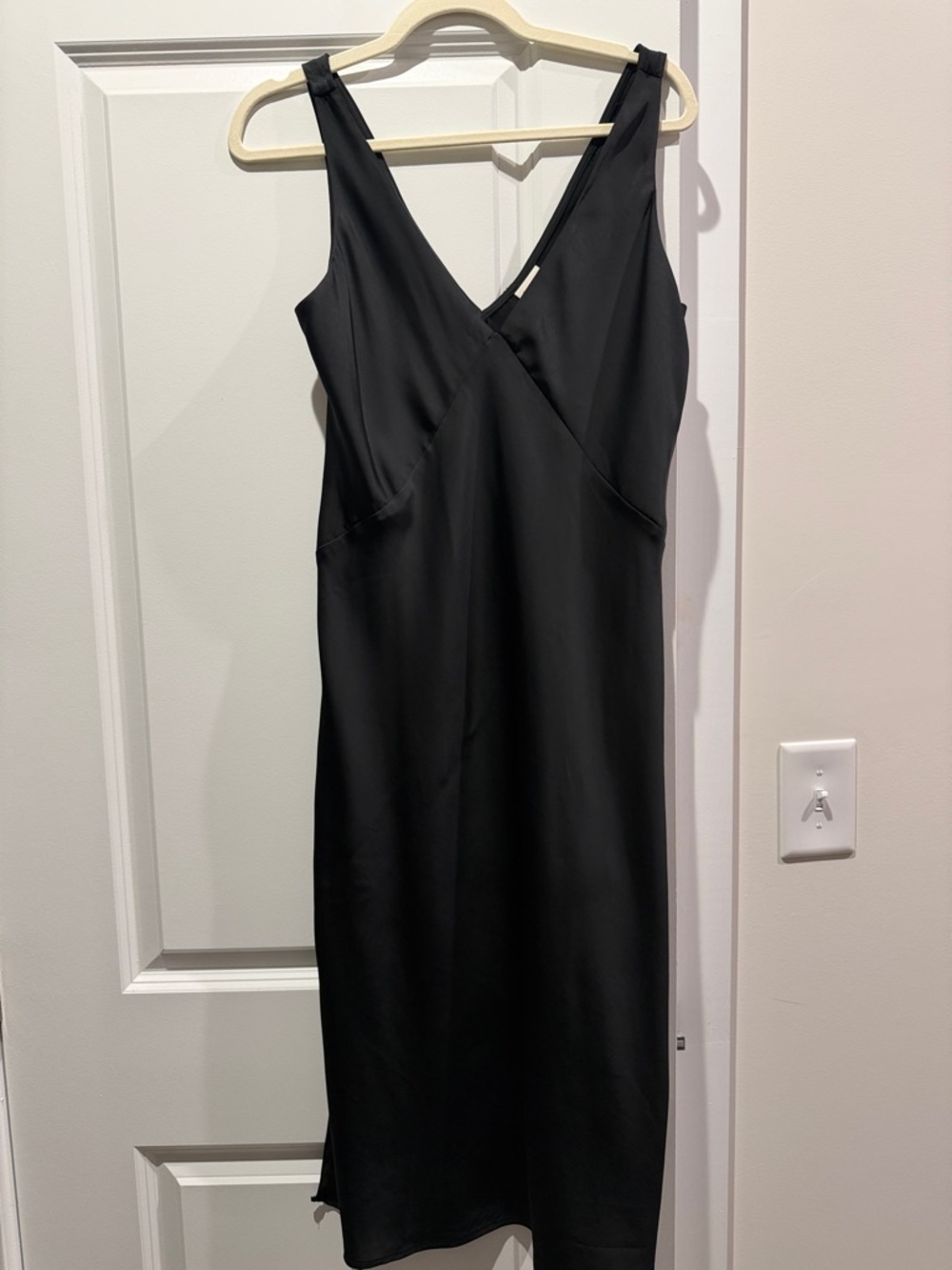 Classic Black V-Neck Midi Dress